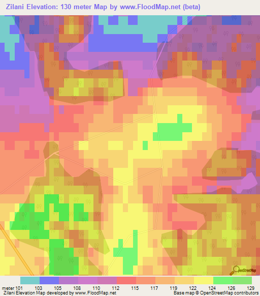 Zilani,Latvia Elevation Map