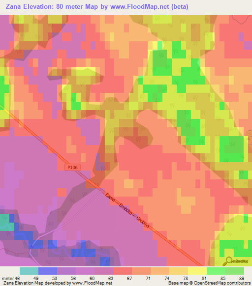 Zana,Latvia Elevation Map