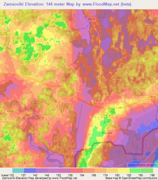 Zamsoviki,Latvia Elevation Map