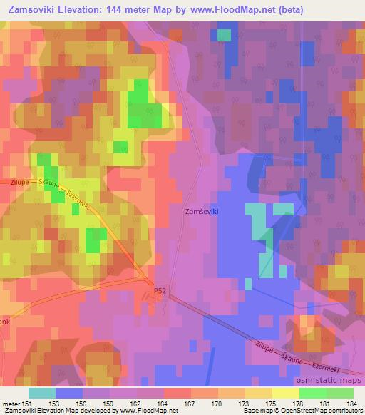 Zamsoviki,Latvia Elevation Map