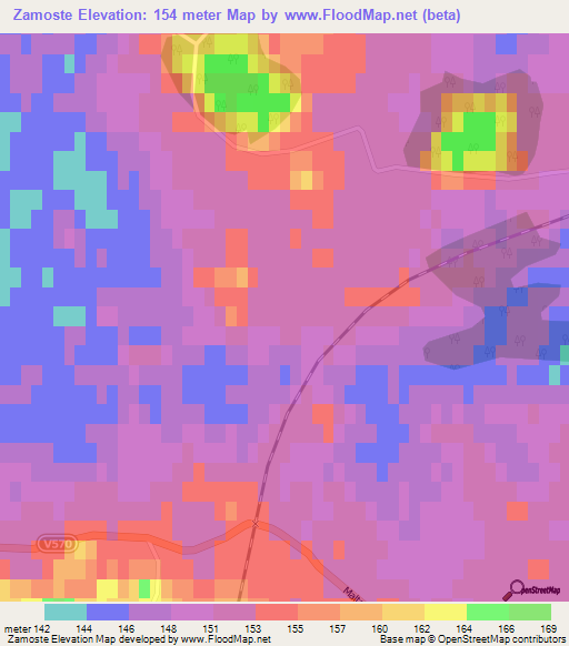 Zamoste,Latvia Elevation Map