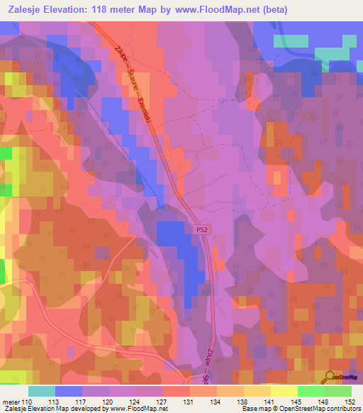 Zalesje,Latvia Elevation Map