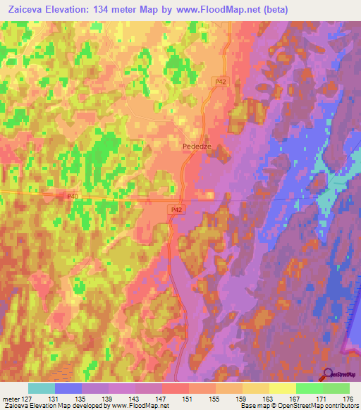 Zaiceva,Latvia Elevation Map