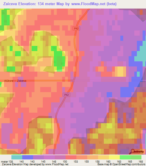 Zaiceva,Latvia Elevation Map