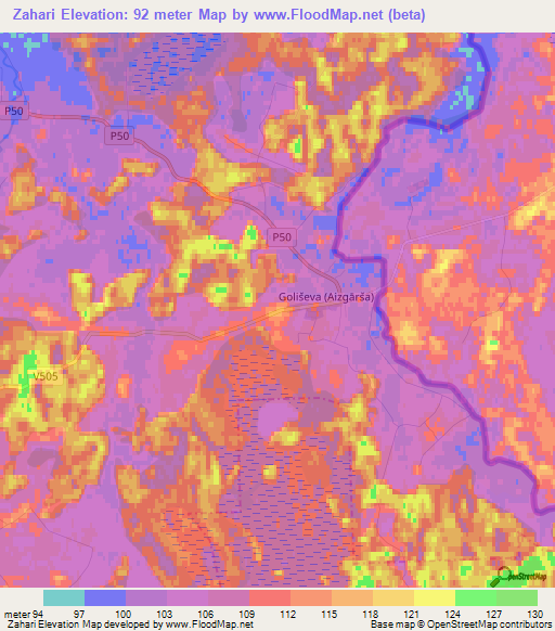 Zahari,Latvia Elevation Map