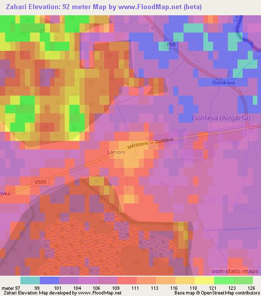 Zahari,Latvia Elevation Map