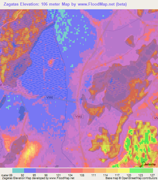 Zagatas,Latvia Elevation Map