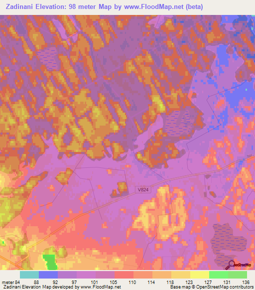 Zadinani,Latvia Elevation Map