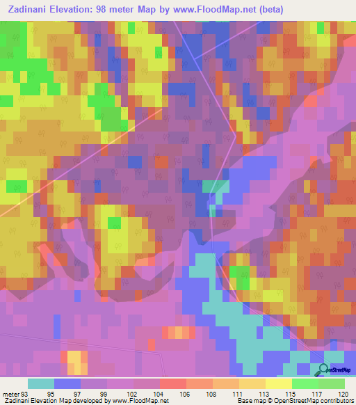 Zadinani,Latvia Elevation Map