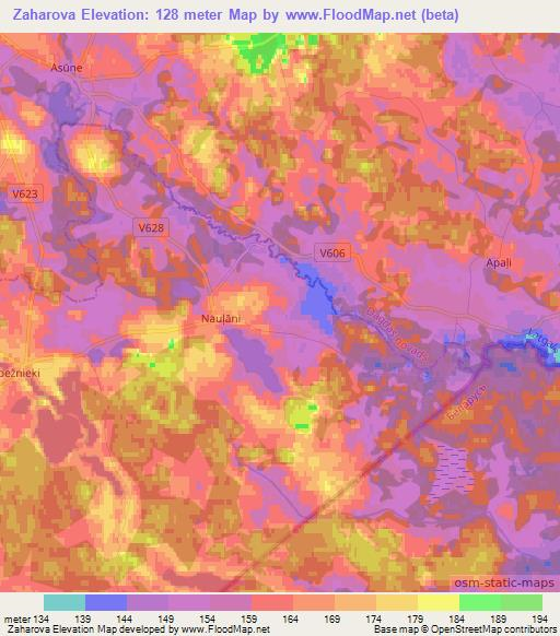 Zaharova,Latvia Elevation Map