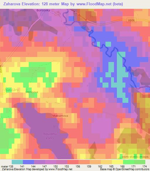 Zaharova,Latvia Elevation Map