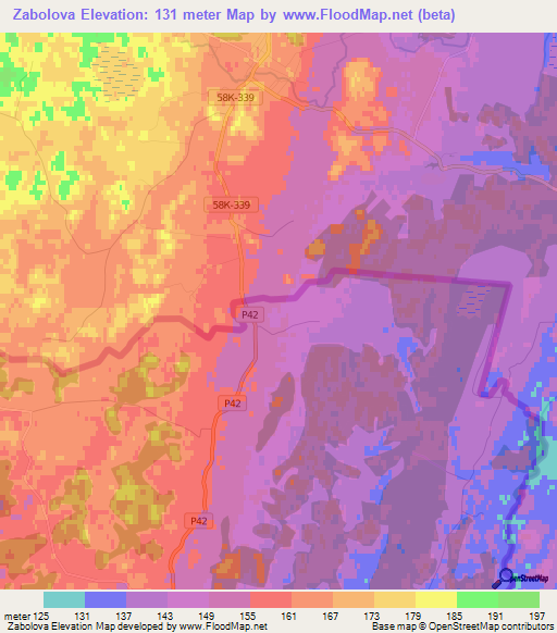 Zabolova,Latvia Elevation Map