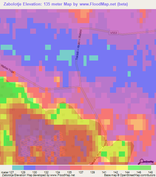 Zabolotje,Latvia Elevation Map