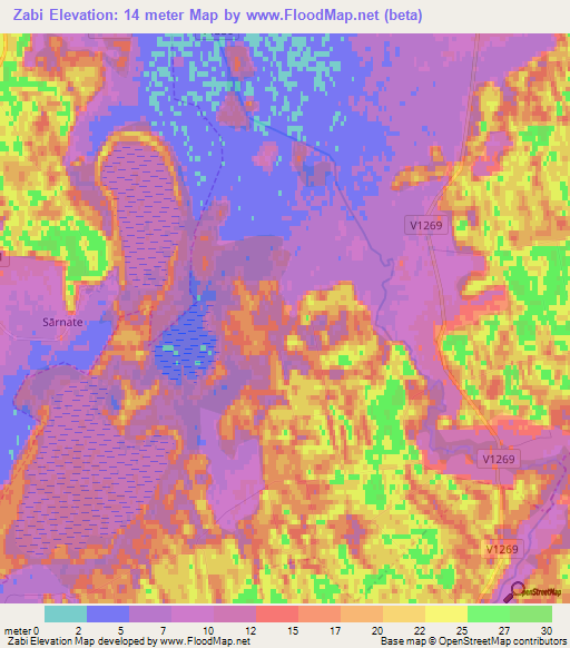 Zabi,Latvia Elevation Map