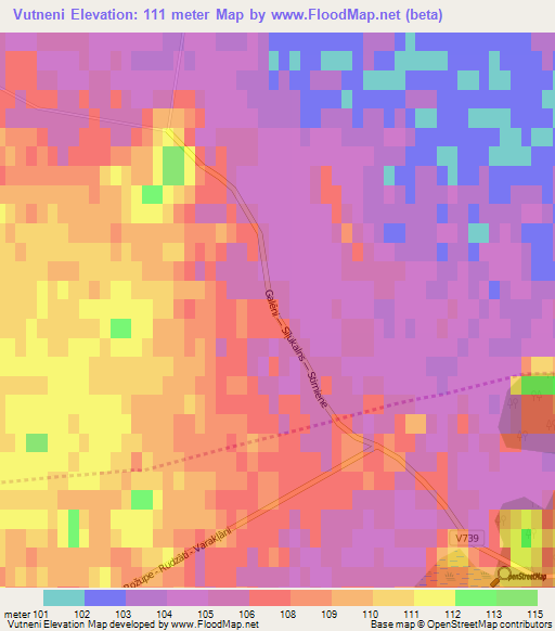 Vutneni,Latvia Elevation Map