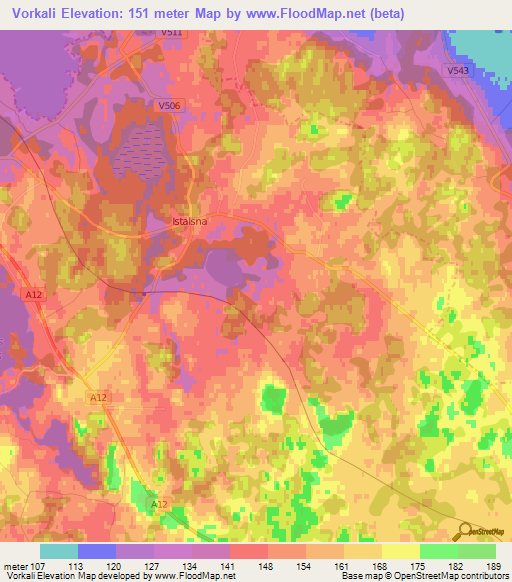 Vorkali,Latvia Elevation Map