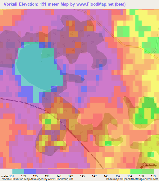 Vorkali,Latvia Elevation Map