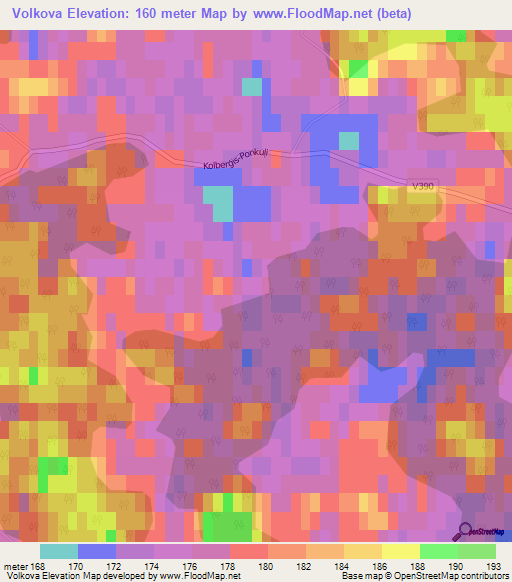 Volkova,Latvia Elevation Map