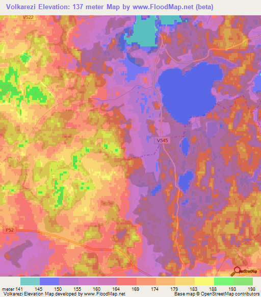 Volkarezi,Latvia Elevation Map