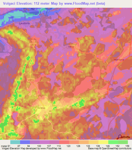 Volgaci,Latvia Elevation Map