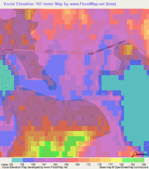 Vocisi,Latvia Elevation Map