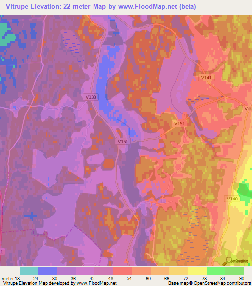 Vitrupe,Latvia Elevation Map