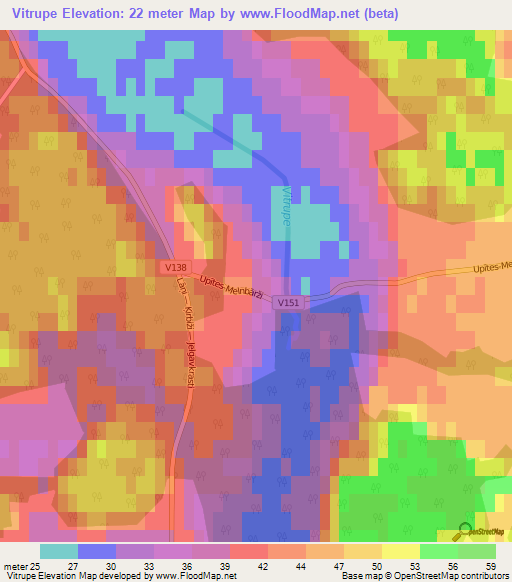 Vitrupe,Latvia Elevation Map