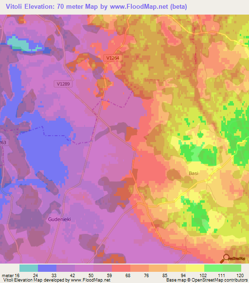 Vitoli,Latvia Elevation Map