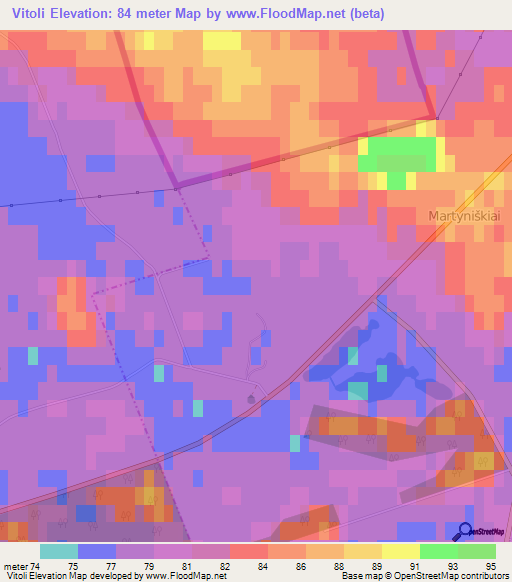 Vitoli,Latvia Elevation Map