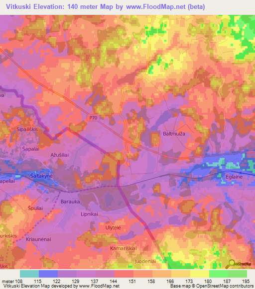 Vitkuski,Latvia Elevation Map