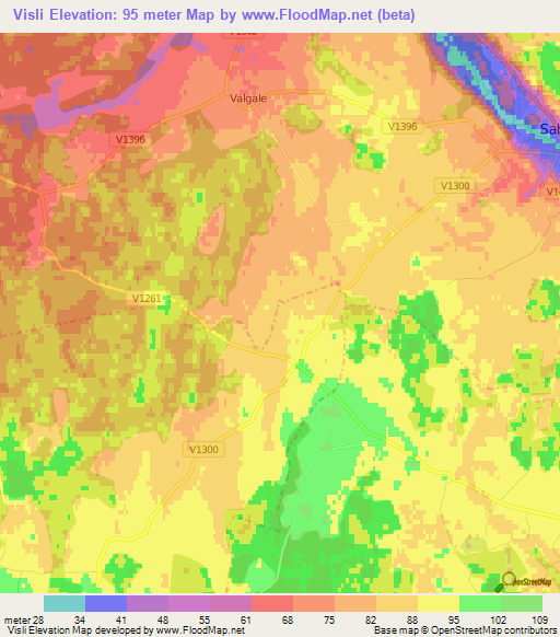 Visli,Latvia Elevation Map