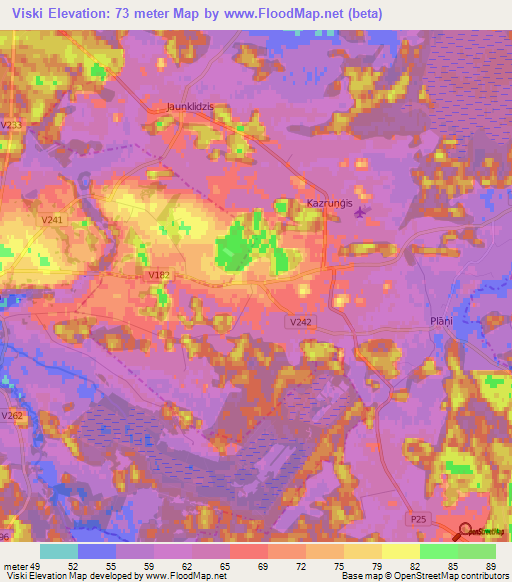 Viski,Latvia Elevation Map