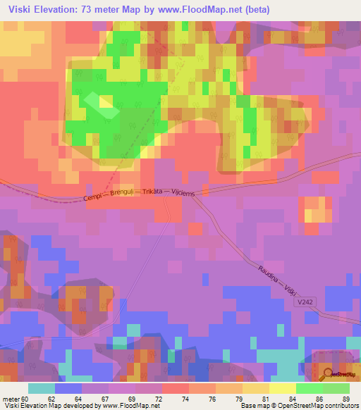 Viski,Latvia Elevation Map