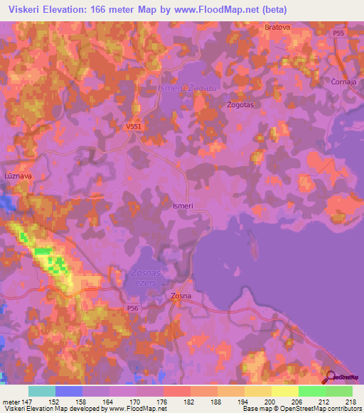 Viskeri,Latvia Elevation Map