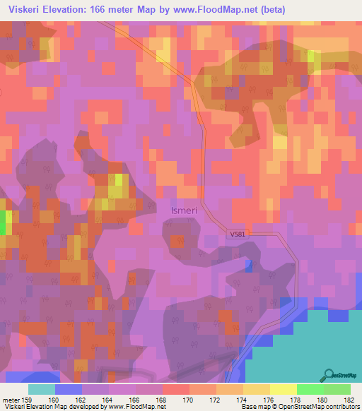 Viskeri,Latvia Elevation Map