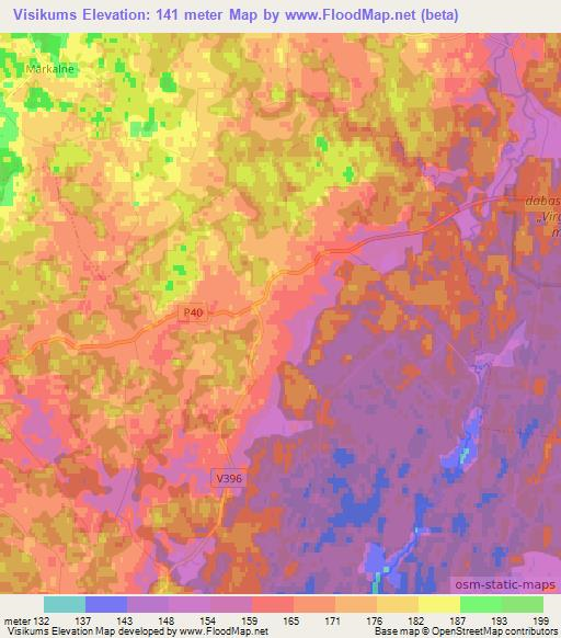 Visikums,Latvia Elevation Map