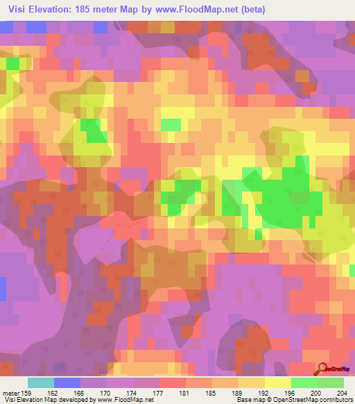 Visi,Latvia Elevation Map