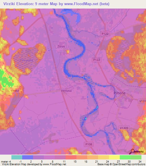 Virziki,Latvia Elevation Map