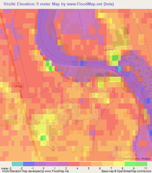 Virziki,Latvia Elevation Map