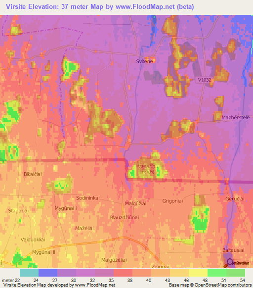 Virsite,Latvia Elevation Map