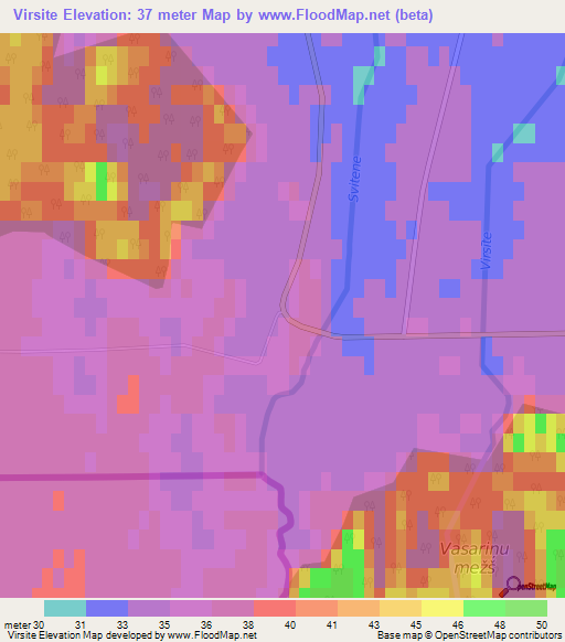 Virsite,Latvia Elevation Map