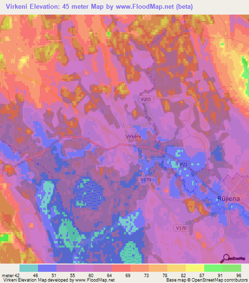 Virkeni,Latvia Elevation Map