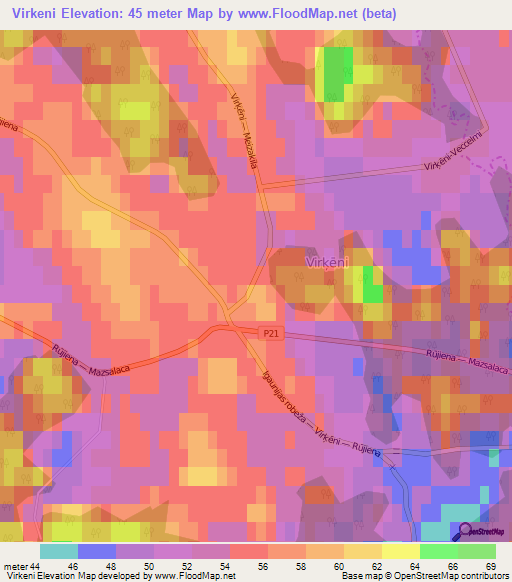 Virkeni,Latvia Elevation Map