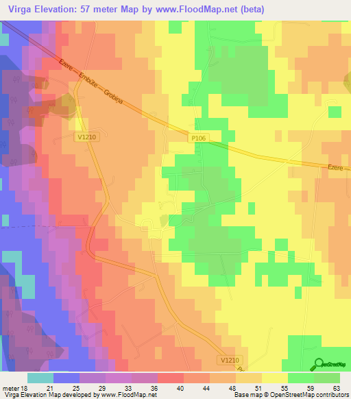 Virga,Latvia Elevation Map