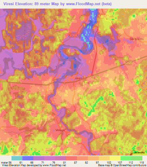 Viresi,Latvia Elevation Map