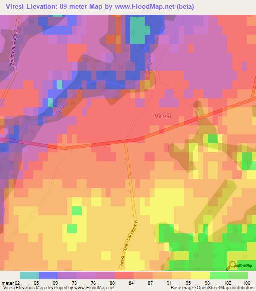 Viresi,Latvia Elevation Map