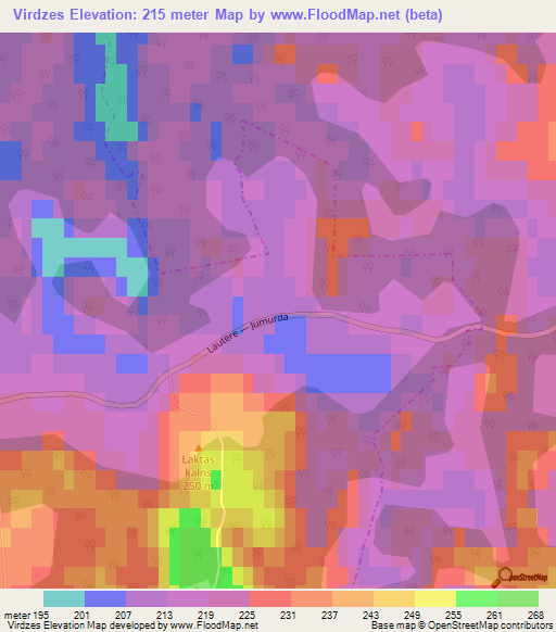 Virdzes,Latvia Elevation Map