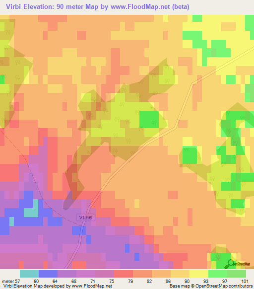 Virbi,Latvia Elevation Map