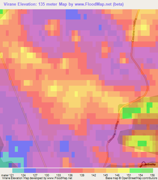 Virane,Latvia Elevation Map