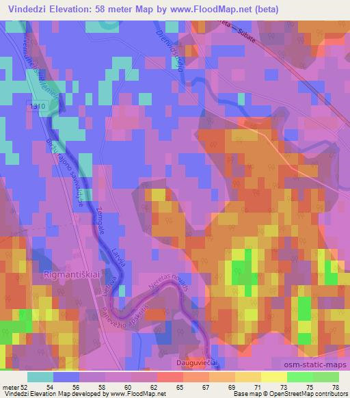 Vindedzi,Latvia Elevation Map